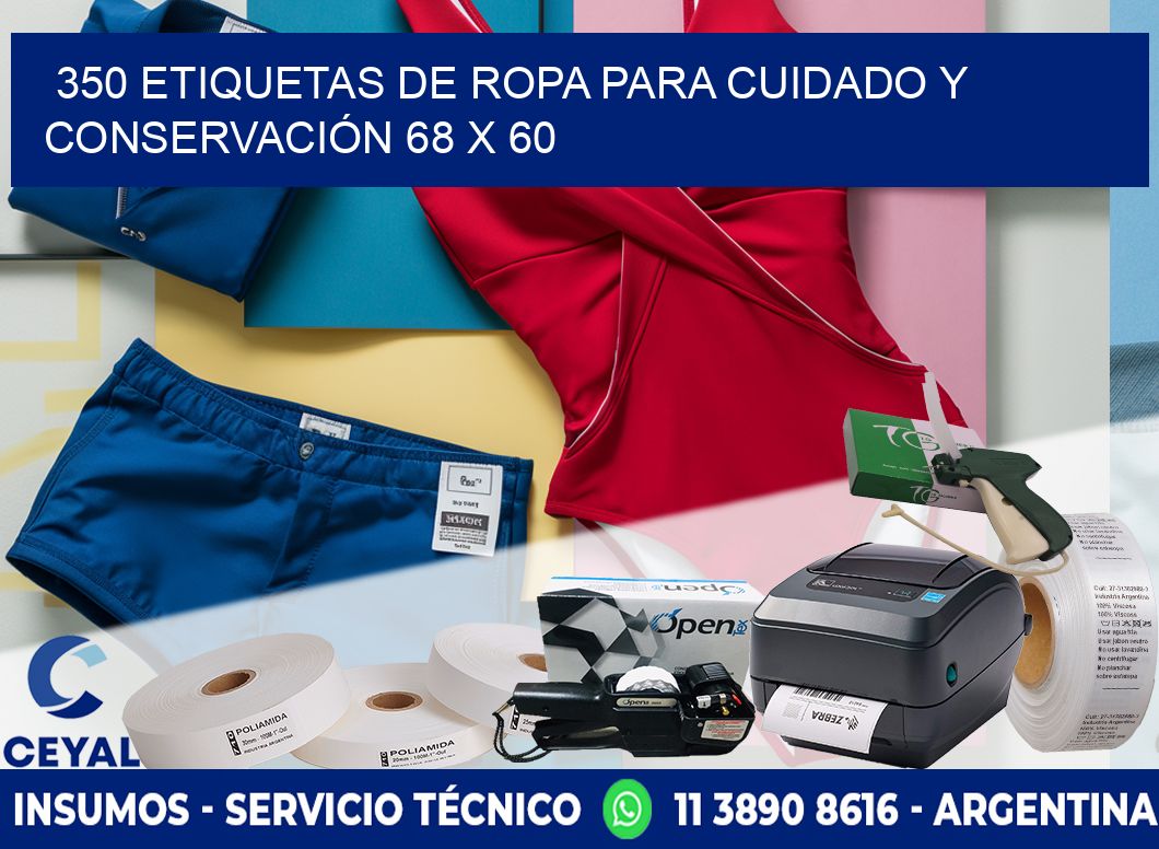 350 ETIQUETAS DE ROPA PARA CUIDADO Y CONSERVACIÓN 68 x 60