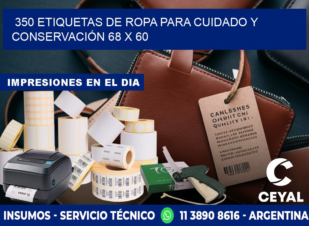 350 ETIQUETAS DE ROPA PARA CUIDADO Y CONSERVACIÓN 68 x 60