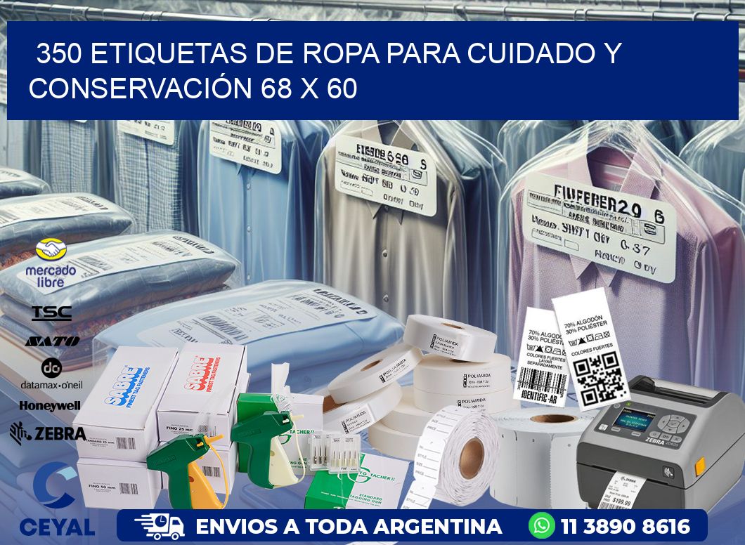 350 ETIQUETAS DE ROPA PARA CUIDADO Y CONSERVACIÓN 68 x 60