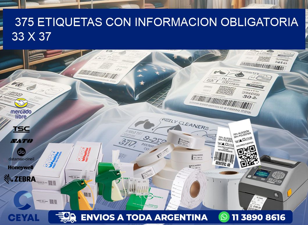 375 ETIQUETAS CON INFORMACION OBLIGATORIA 33 x 37