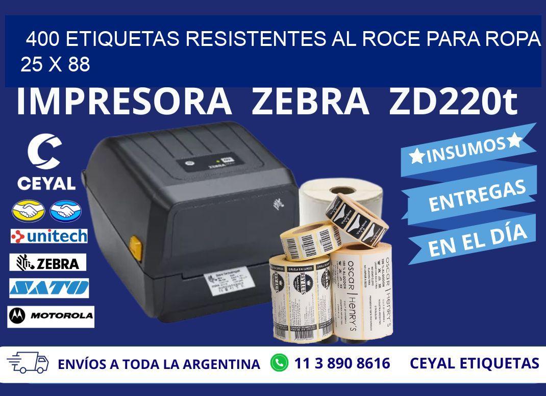 400 ETIQUETAS RESISTENTES AL ROCE PARA ROPA 25 x 88