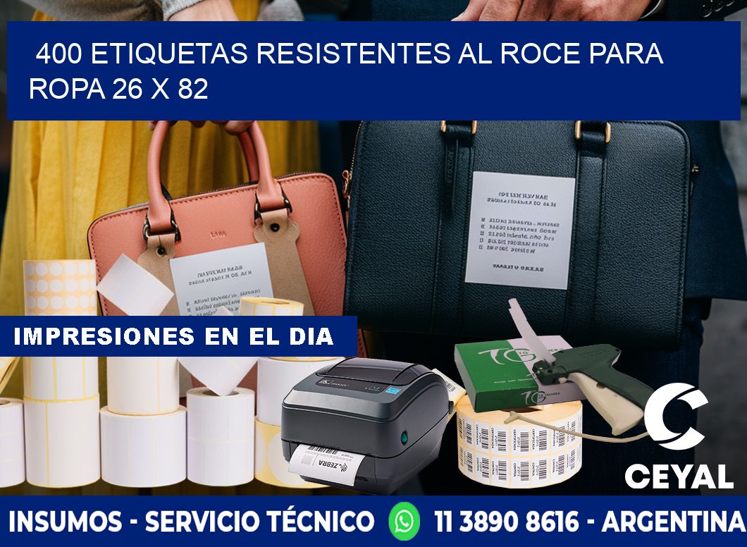 400 ETIQUETAS RESISTENTES AL ROCE PARA ROPA 26 x 82