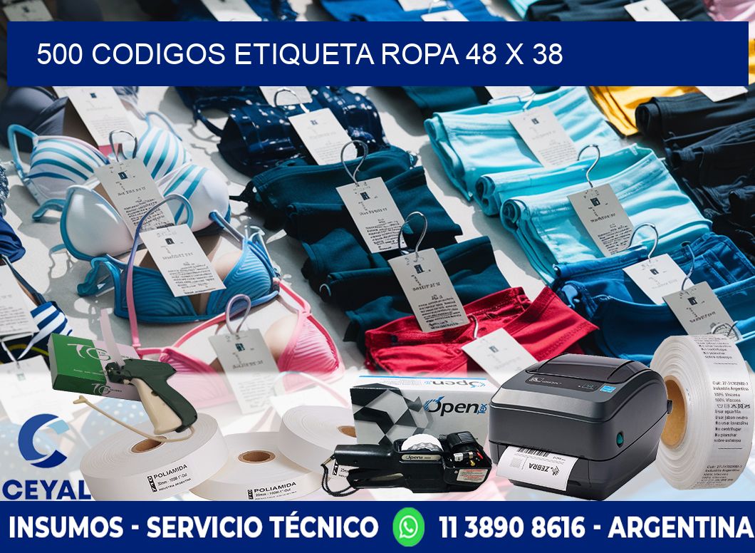 500 CODIGOS ETIQUETA ROPA 48 x 38