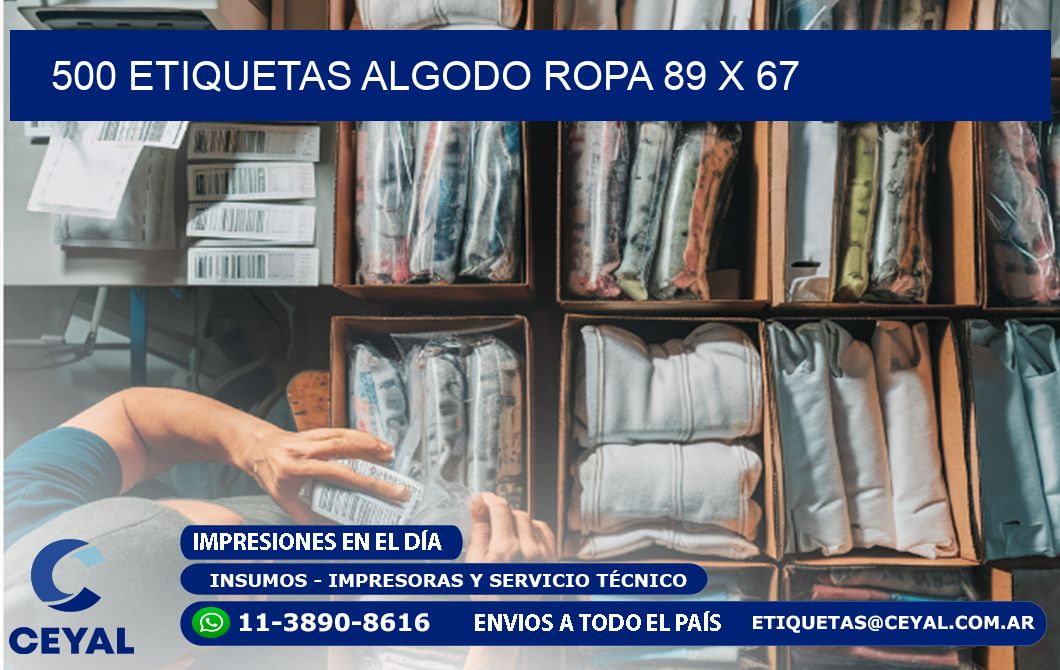 500 ETIQUETAS ALGODO ROPA 89 x 67