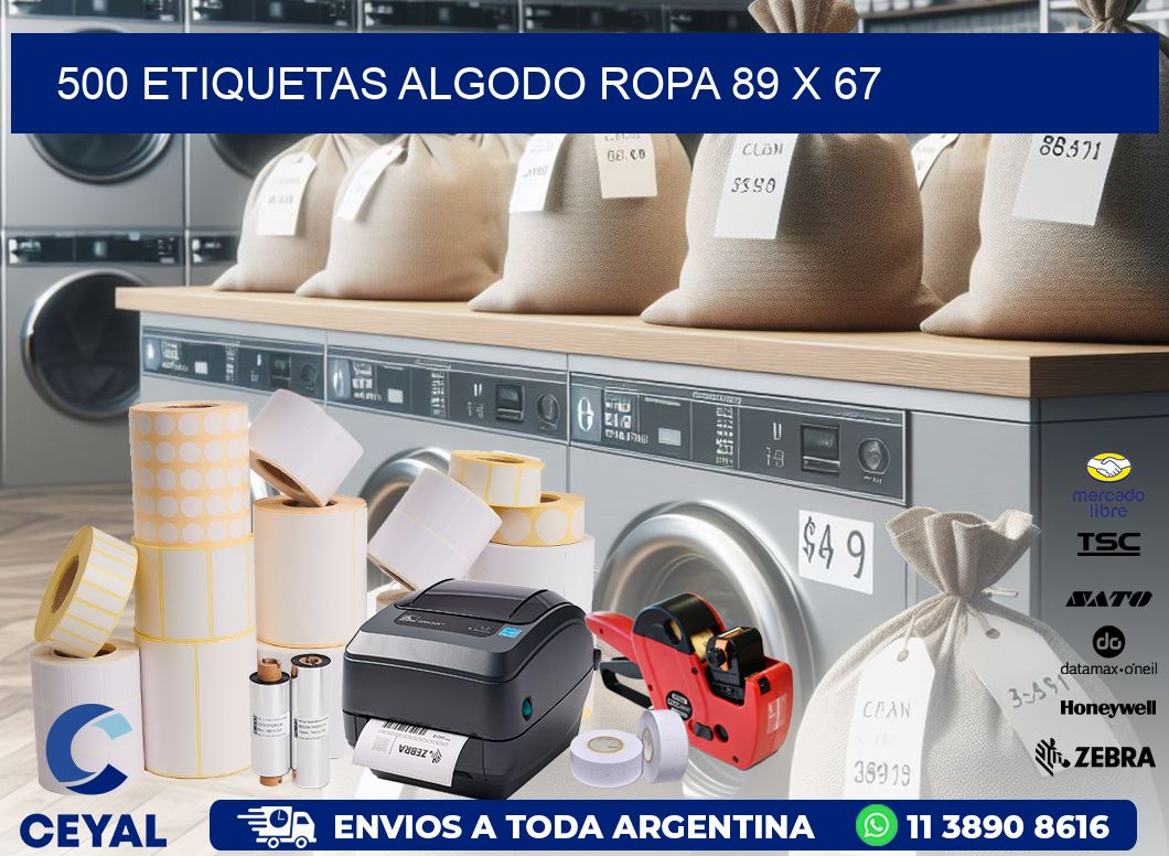 500 ETIQUETAS ALGODO ROPA 89 x 67