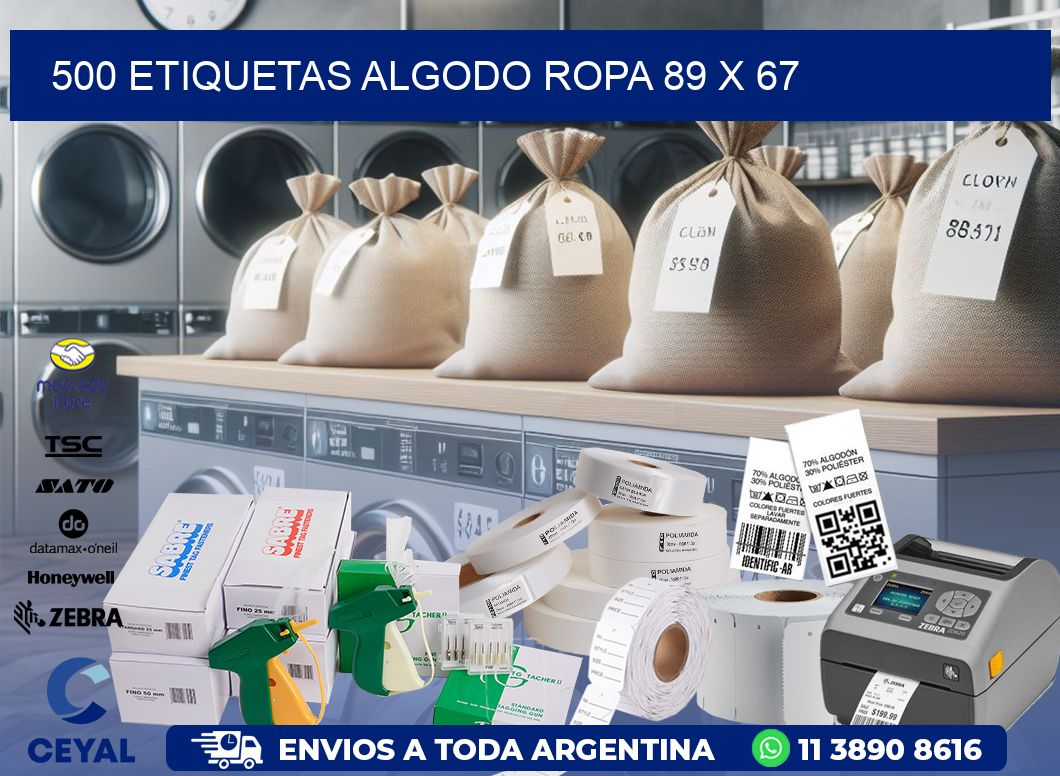 500 ETIQUETAS ALGODO ROPA 89 x 67