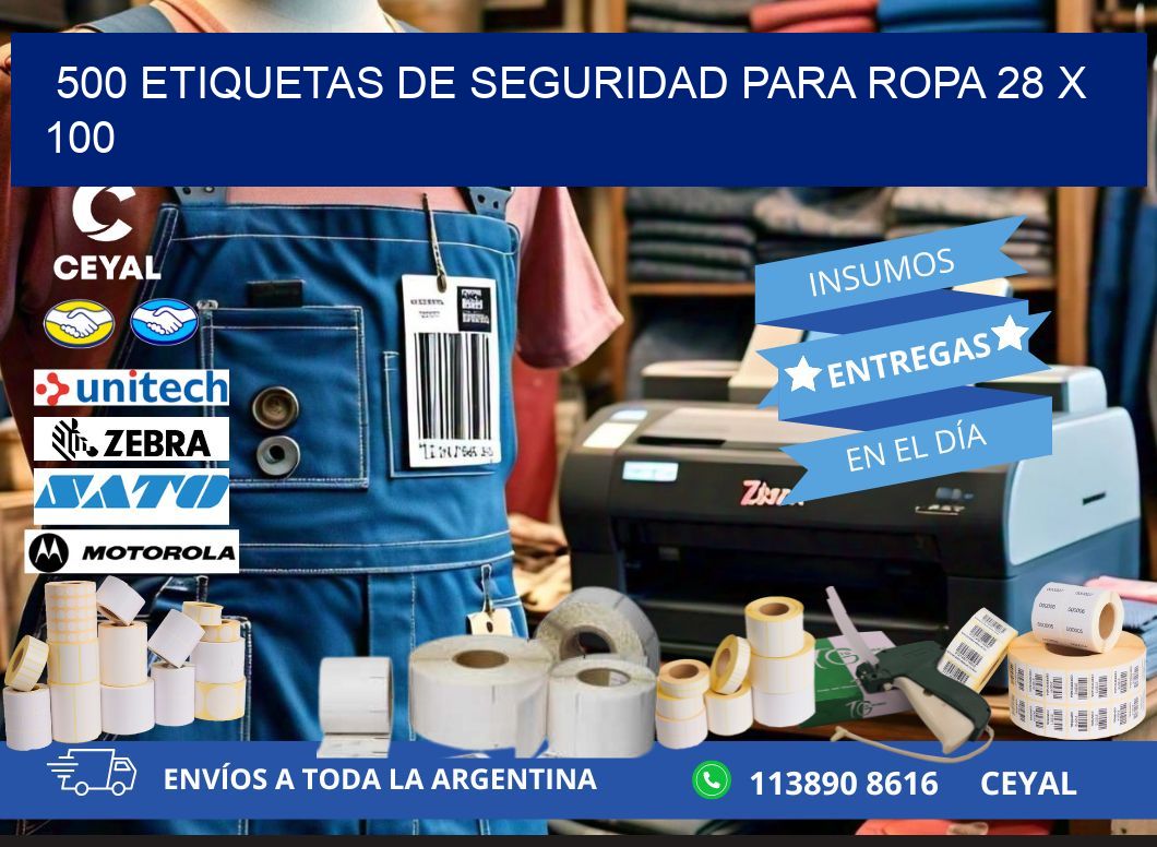 500 ETIQUETAS DE SEGURIDAD PARA ROPA 28 x 100