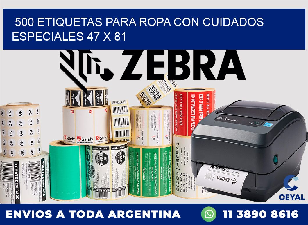 500 ETIQUETAS PARA ROPA CON CUIDADOS ESPECIALES 47 x 81