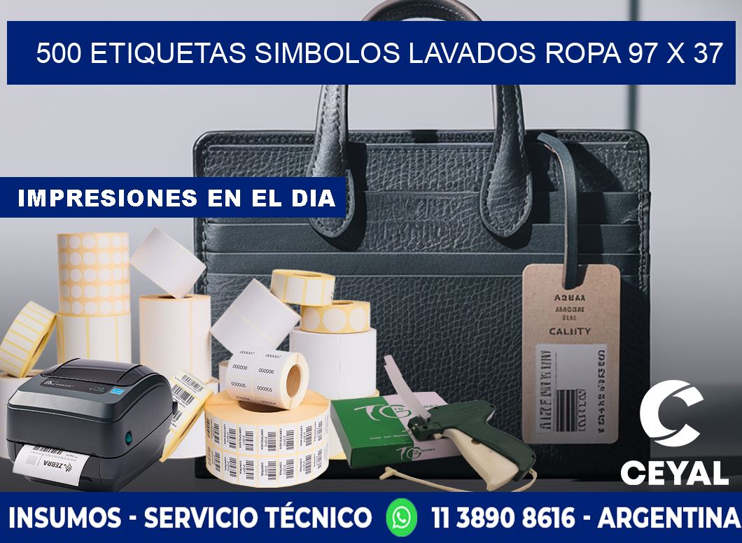 500 ETIQUETAS SIMBOLOS LAVADOS ROPA 97 x 37