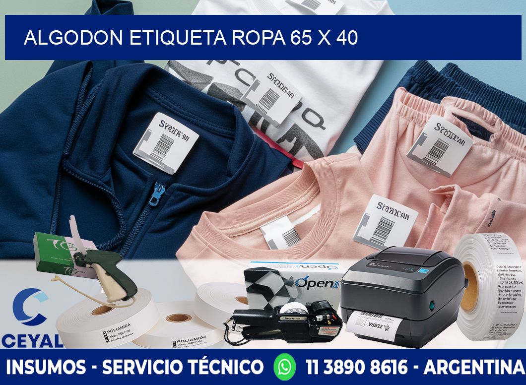 ALGODON ETIQUETA ROPA 65 x 40