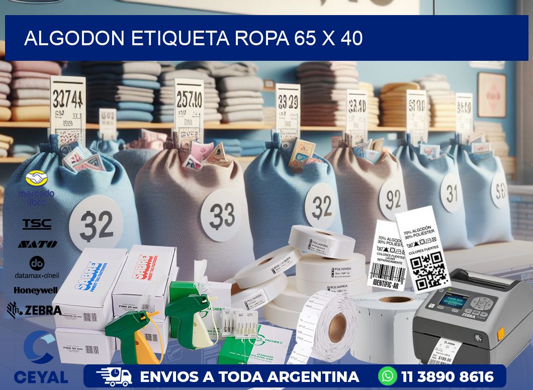 ALGODON ETIQUETA ROPA 65 x 40