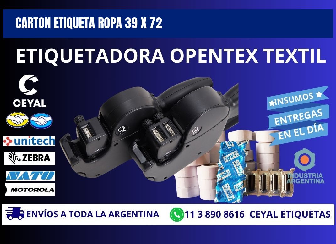 CARTON ETIQUETA ROPA 39 x 72