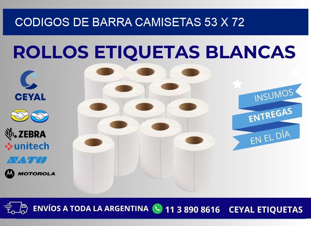 CODIGOS DE BARRA CAMISETAS 53 x 72