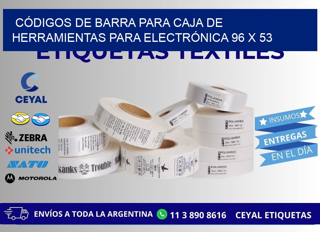 CÓDIGOS DE BARRA PARA CAJA DE HERRAMIENTAS PARA ELECTRÓNICA 96 x 53