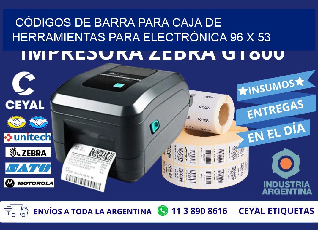 CÓDIGOS DE BARRA PARA CAJA DE HERRAMIENTAS PARA ELECTRÓNICA 96 x 53