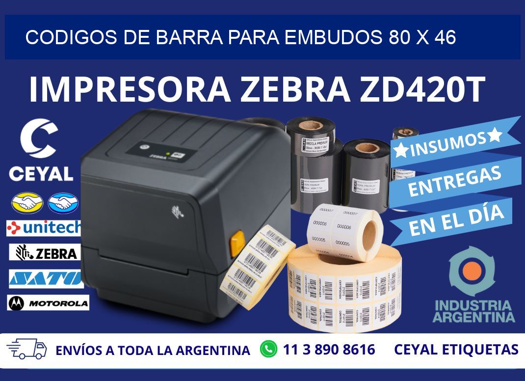 CODIGOS DE BARRA PARA EMBUDOS 80 x 46