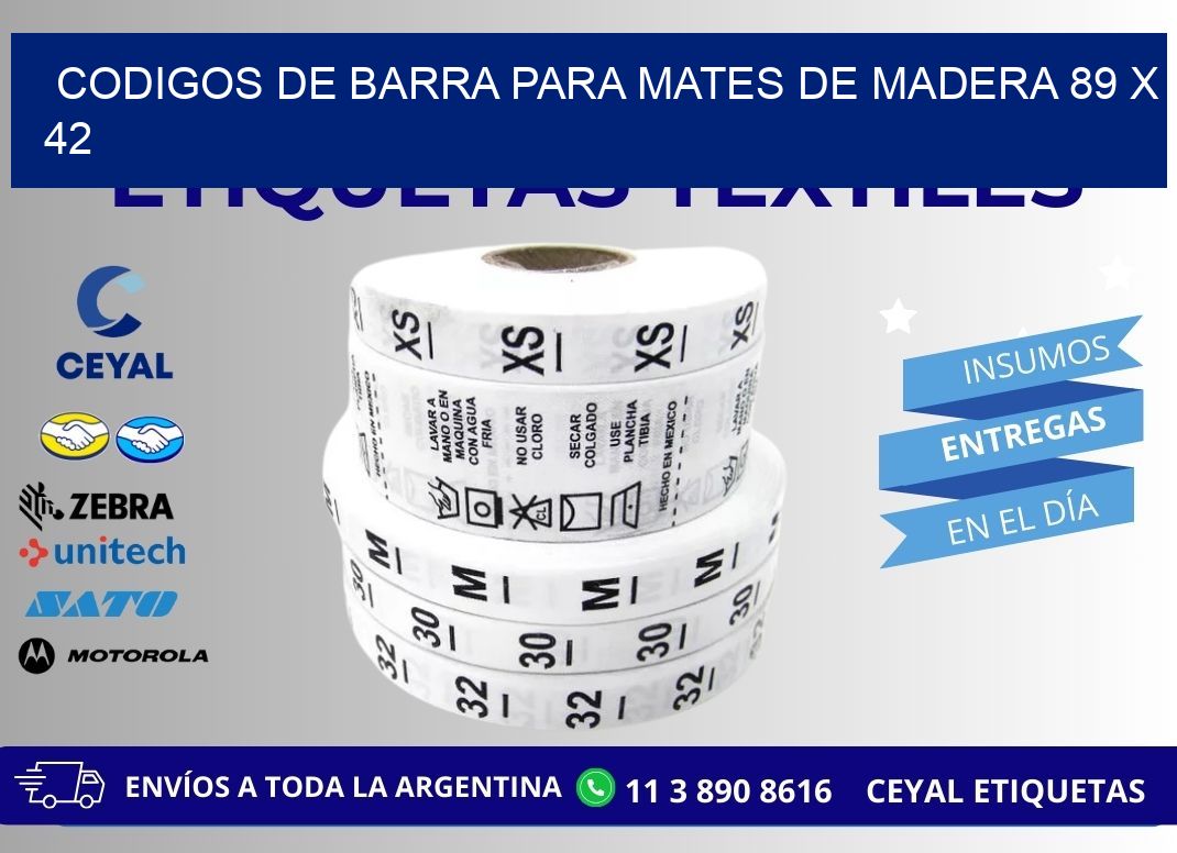 CODIGOS DE BARRA PARA MATES DE MADERA 89 x 42