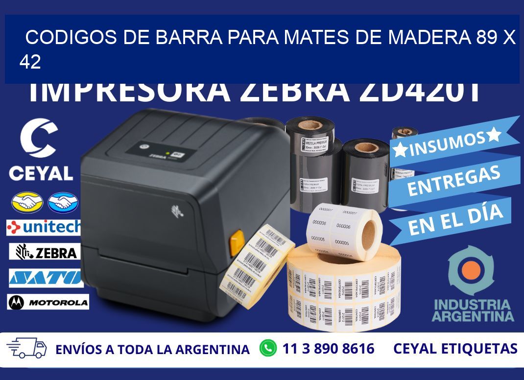 CODIGOS DE BARRA PARA MATES DE MADERA 89 x 42