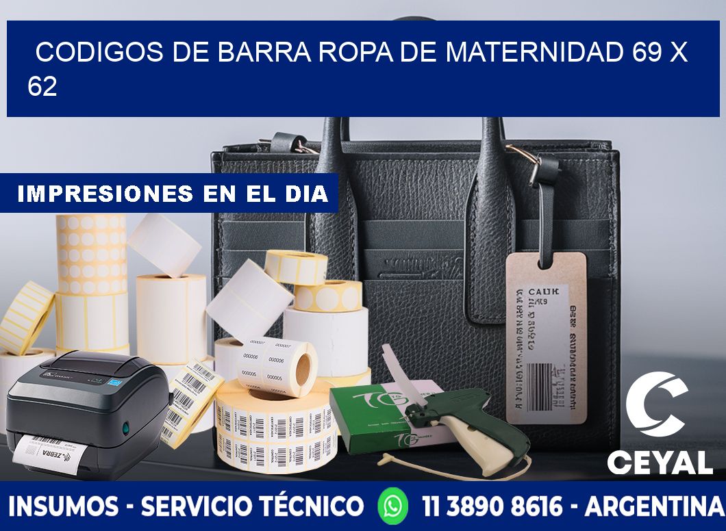 CODIGOS DE BARRA ROPA DE MATERNIDAD 69 x 62