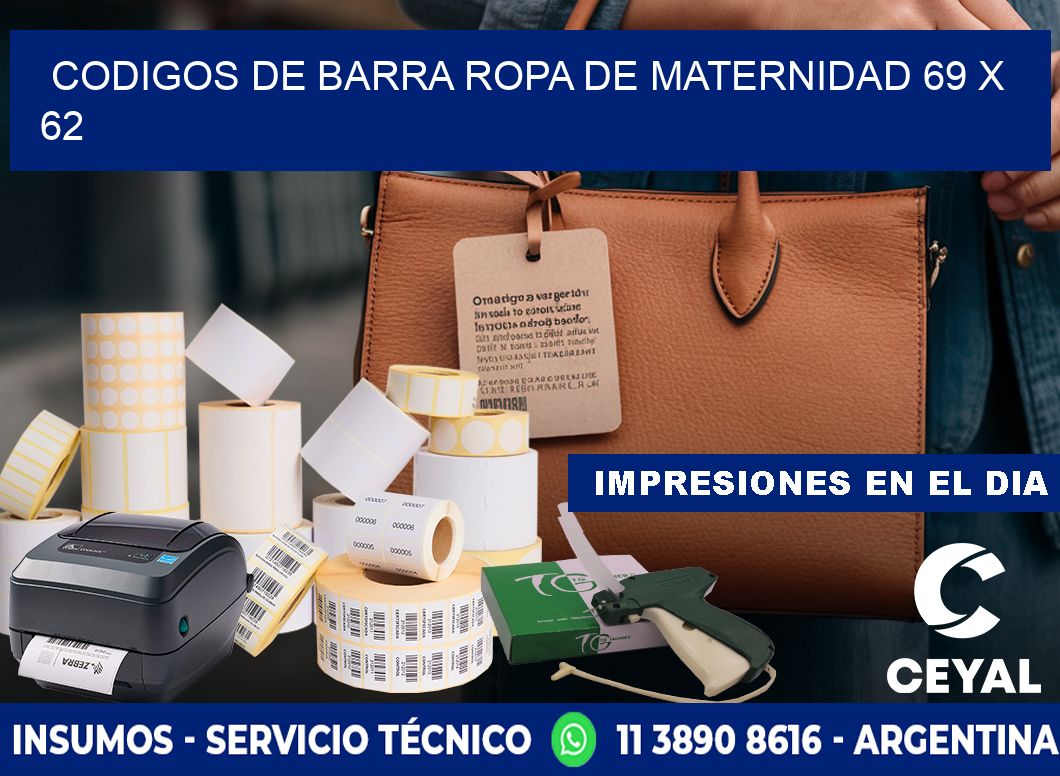 CODIGOS DE BARRA ROPA DE MATERNIDAD 69 x 62