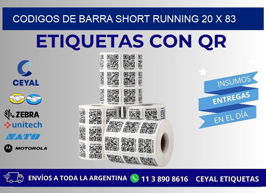 CODIGOS DE BARRA SHORT RUNNING 20 x 83