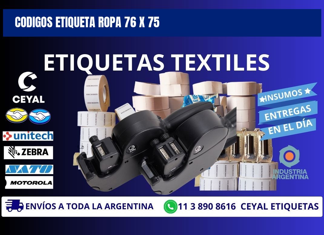 CODIGOS ETIQUETA ROPA 76 x 75