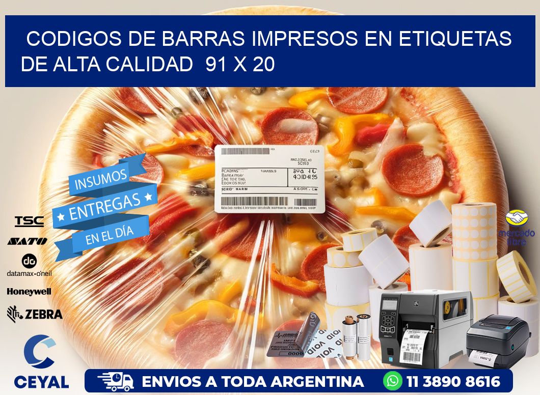 Codigos de Barras Impresos en Etiquetas de Alta Calidad 91 x 20