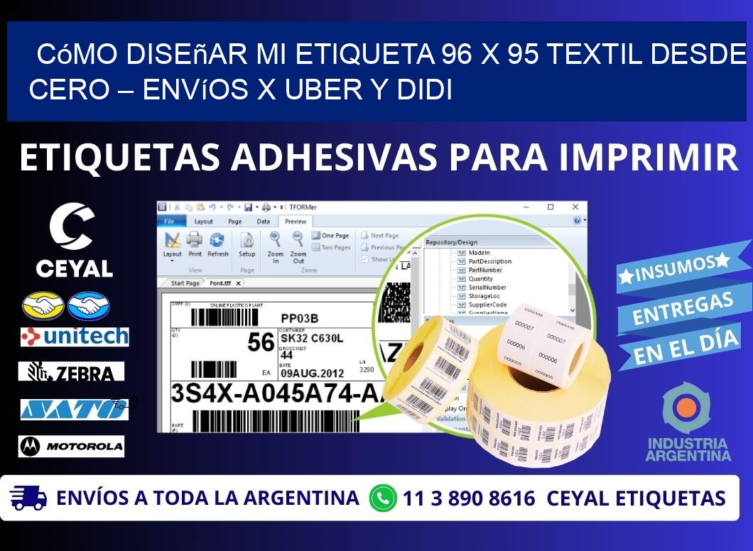 Cómo diseñar mi Etiqueta 96 x 95 textil desde cero – Envíos x Uber y DiDi