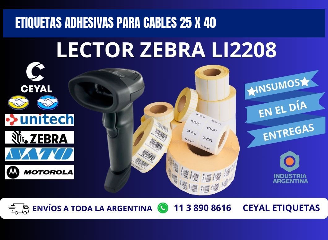 ETIQUETAS ADHESIVAS PARA CABLES 25 x 40