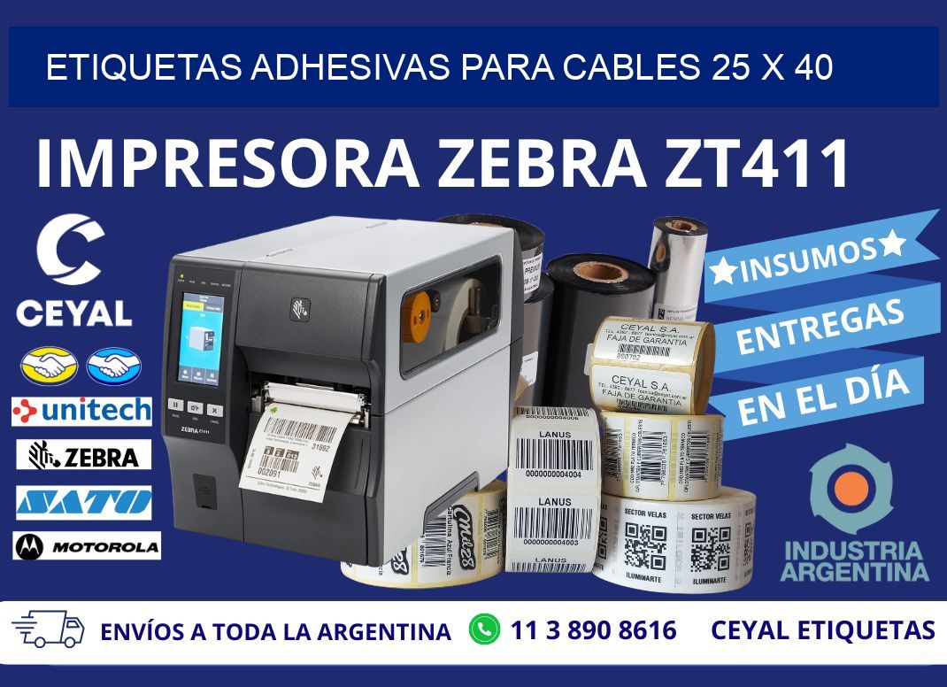 ETIQUETAS ADHESIVAS PARA CABLES 25 x 40