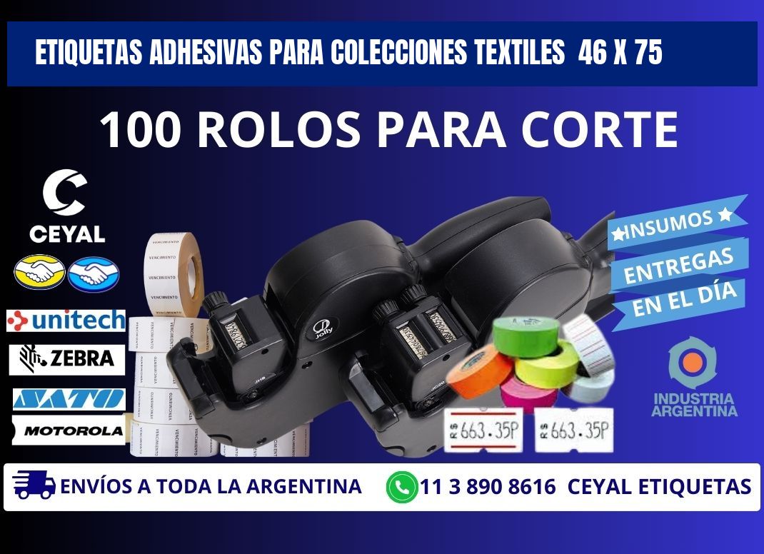 ETIQUETAS ADHESIVAS PARA COLECCIONES TEXTILES  46 x 75