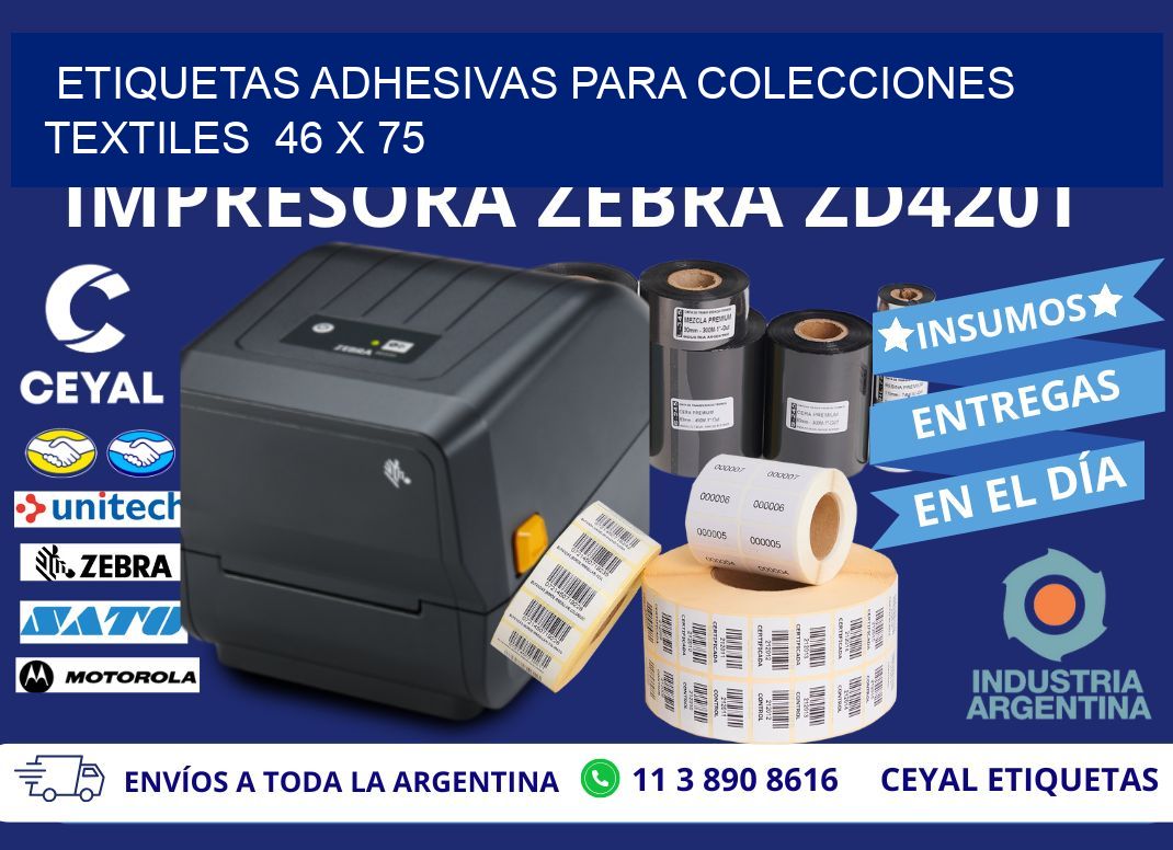 ETIQUETAS ADHESIVAS PARA COLECCIONES TEXTILES  46 x 75