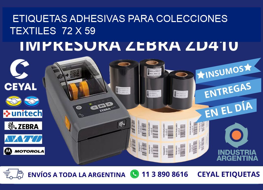 ETIQUETAS ADHESIVAS PARA COLECCIONES TEXTILES  72 x 59