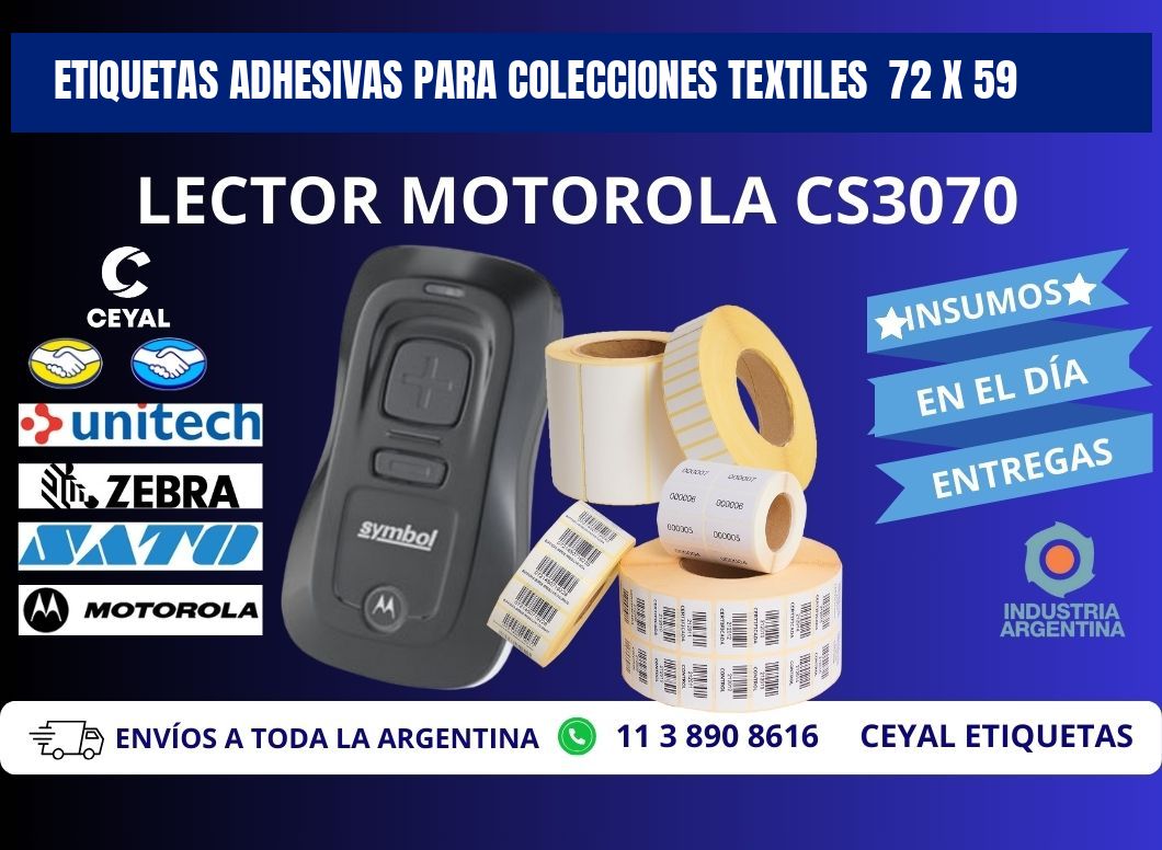 ETIQUETAS ADHESIVAS PARA COLECCIONES TEXTILES  72 x 59