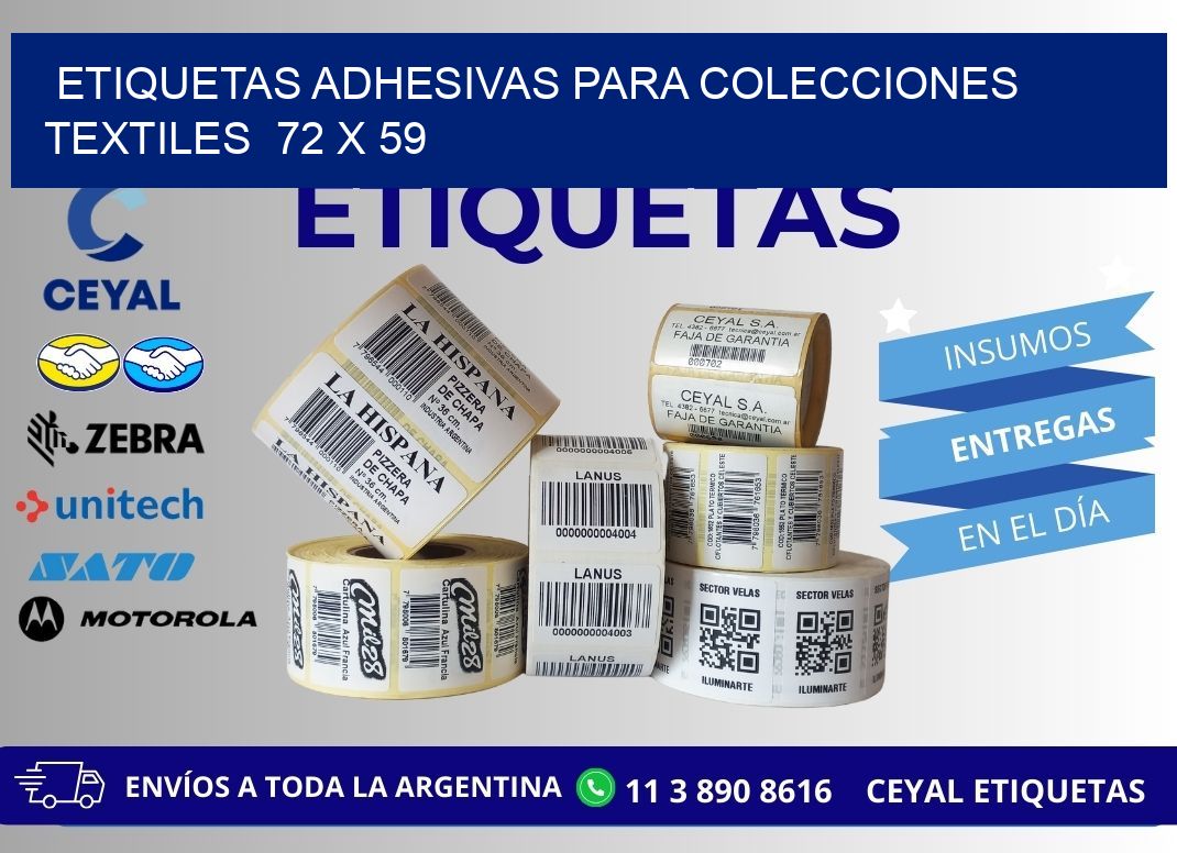 ETIQUETAS ADHESIVAS PARA COLECCIONES TEXTILES  72 x 59