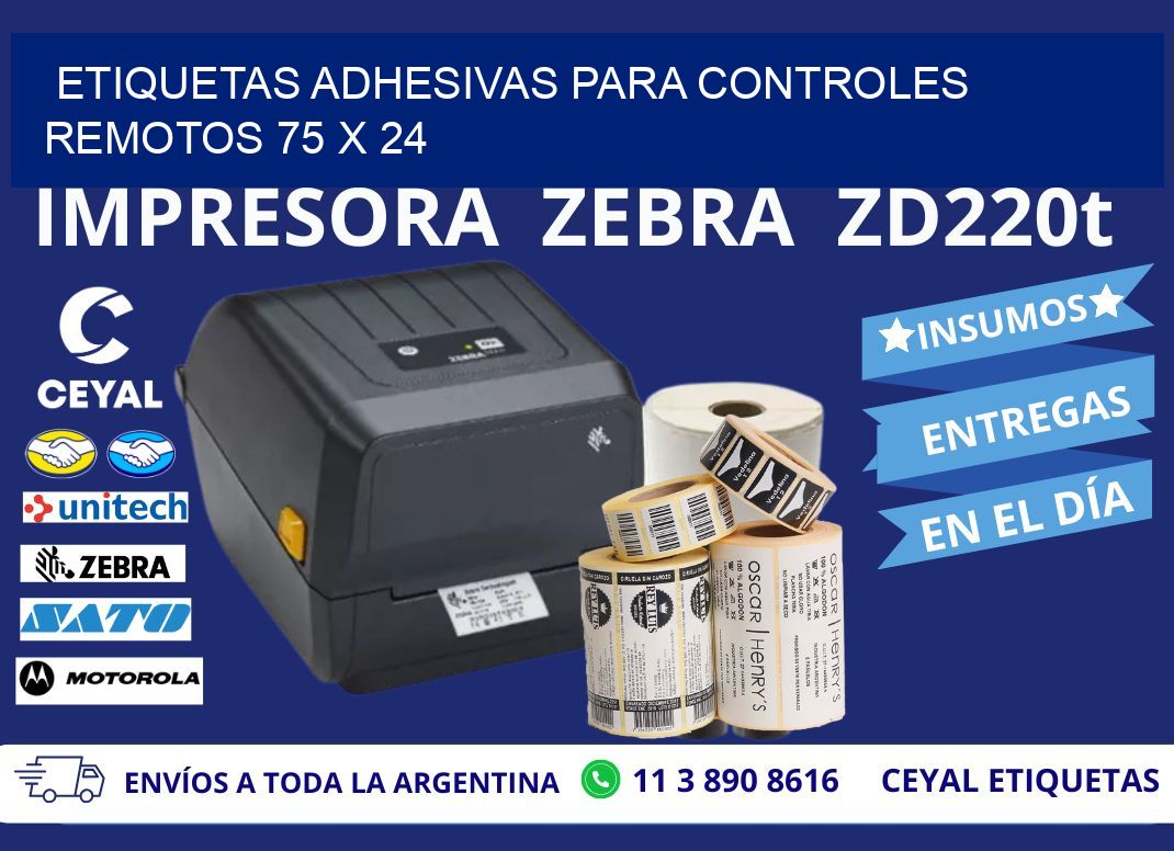 ETIQUETAS ADHESIVAS PARA CONTROLES REMOTOS 75 x 24