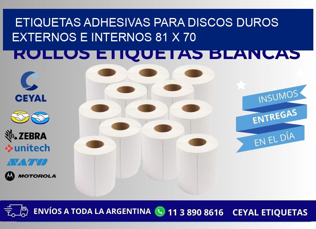 ETIQUETAS ADHESIVAS PARA DISCOS DUROS EXTERNOS E INTERNOS 81 x 70