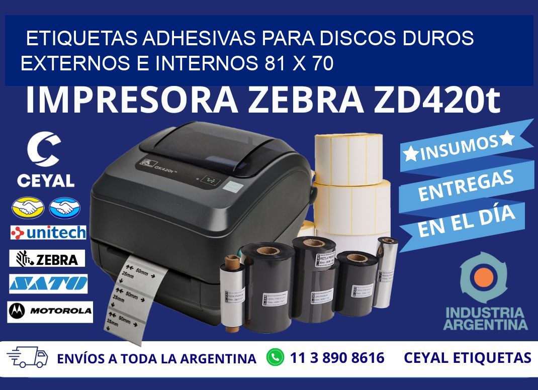 ETIQUETAS ADHESIVAS PARA DISCOS DUROS EXTERNOS E INTERNOS 81 x 70