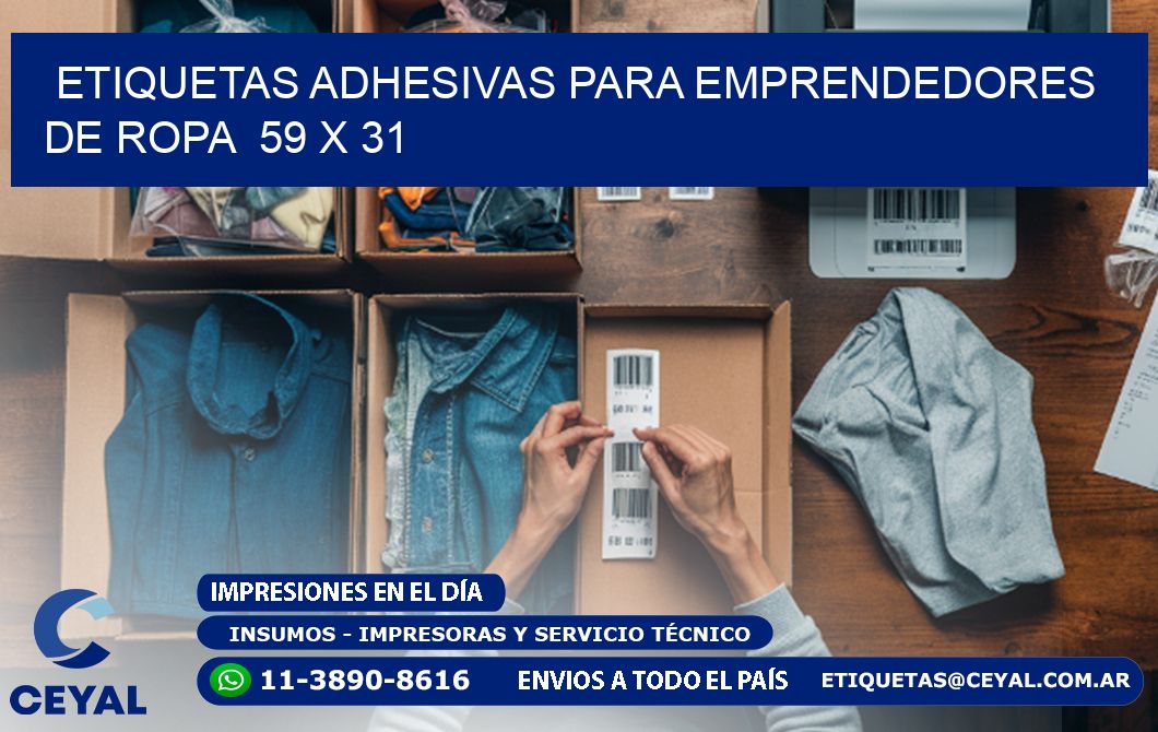 ETIQUETAS ADHESIVAS PARA EMPRENDEDORES DE ROPA  59 x 31