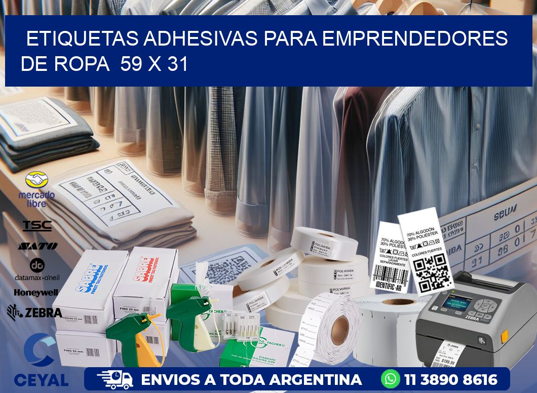 ETIQUETAS ADHESIVAS PARA EMPRENDEDORES DE ROPA  59 x 31