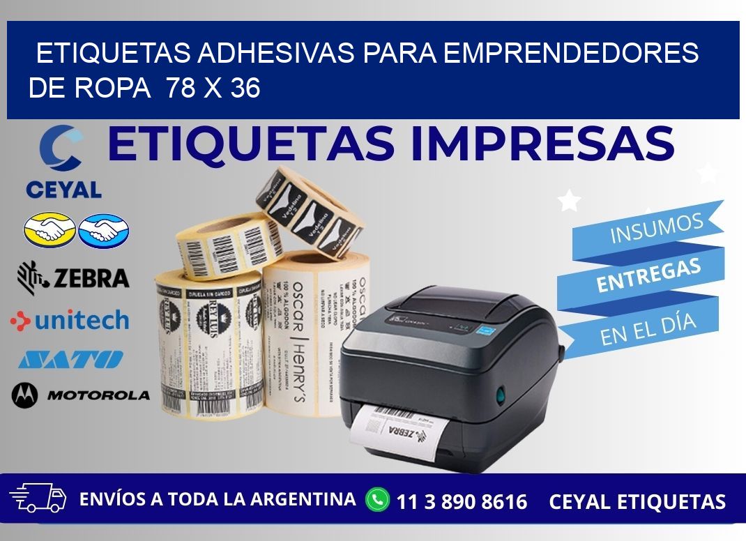 ETIQUETAS ADHESIVAS PARA EMPRENDEDORES DE ROPA  78 x 36