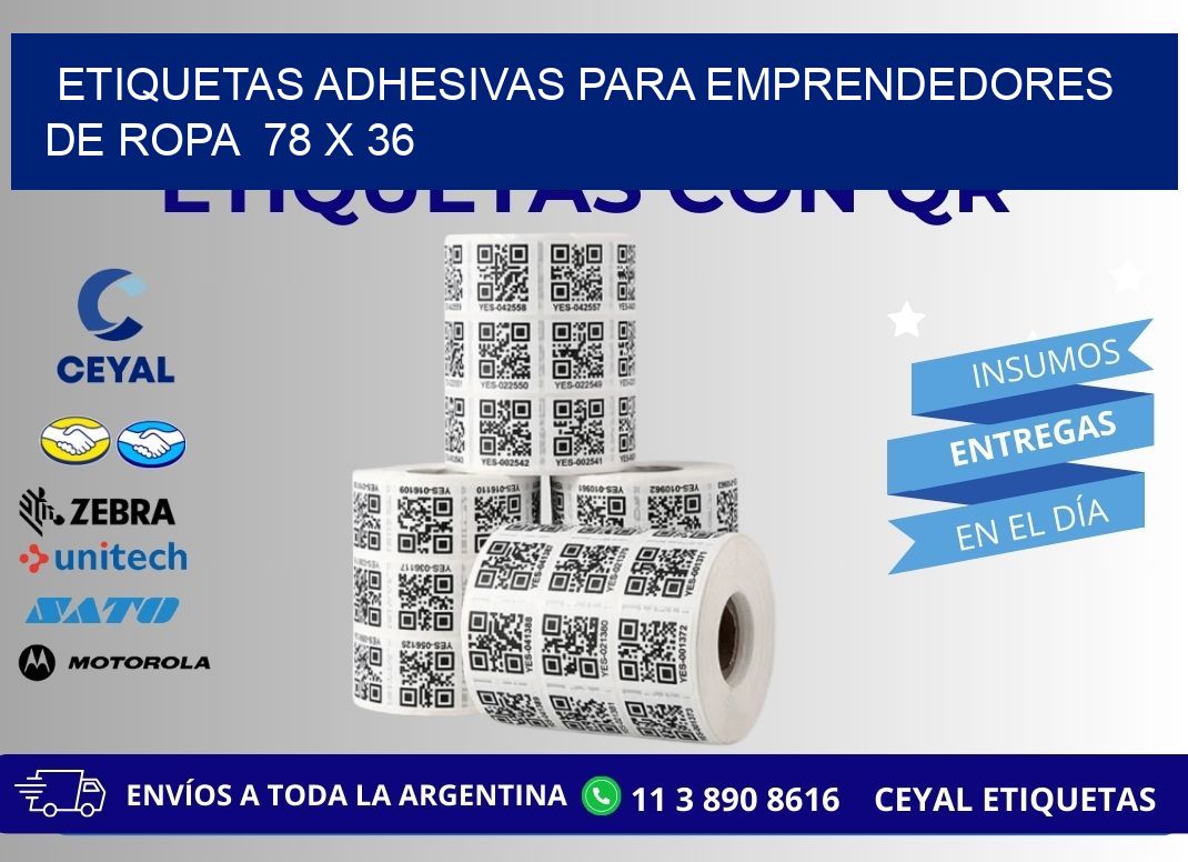 ETIQUETAS ADHESIVAS PARA EMPRENDEDORES DE ROPA  78 x 36