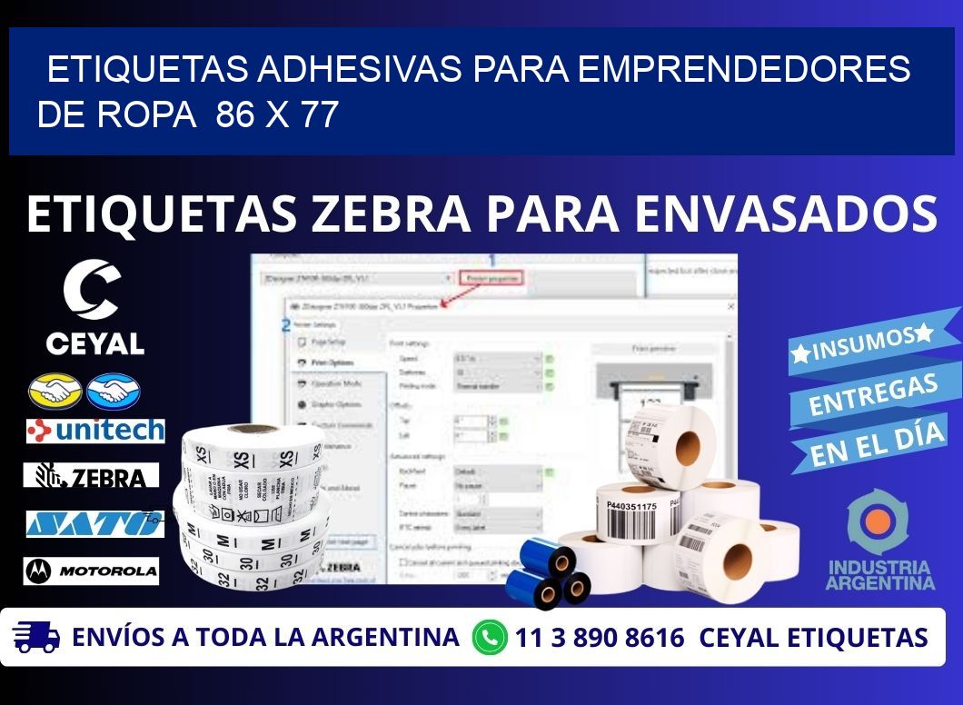 ETIQUETAS ADHESIVAS PARA EMPRENDEDORES DE ROPA  86 x 77