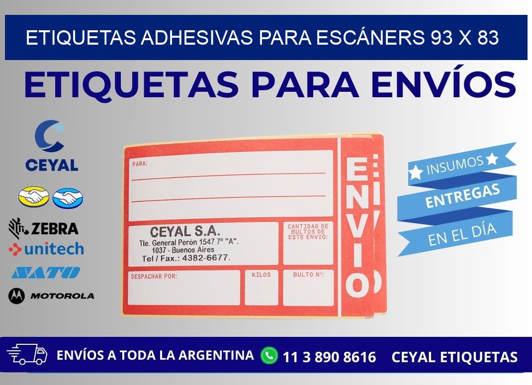 ETIQUETAS ADHESIVAS PARA ESCÁNERS 93 x 83