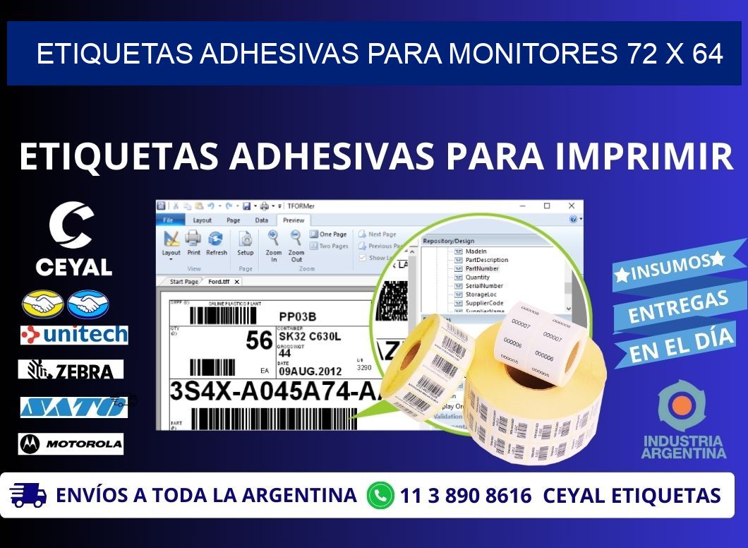 ETIQUETAS ADHESIVAS PARA MONITORES 72 x 64