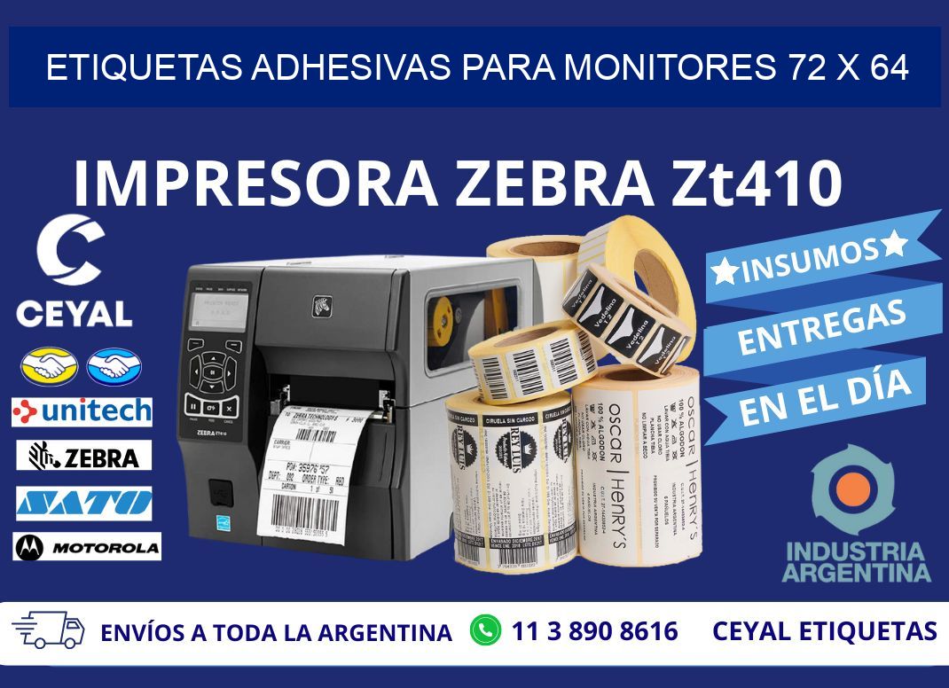 ETIQUETAS ADHESIVAS PARA MONITORES 72 x 64