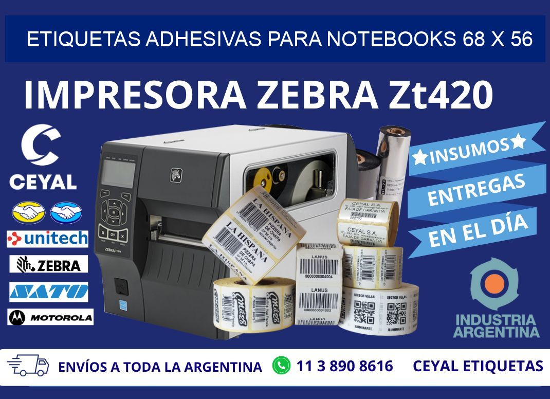 ETIQUETAS ADHESIVAS PARA NOTEBOOKS 68 x 56