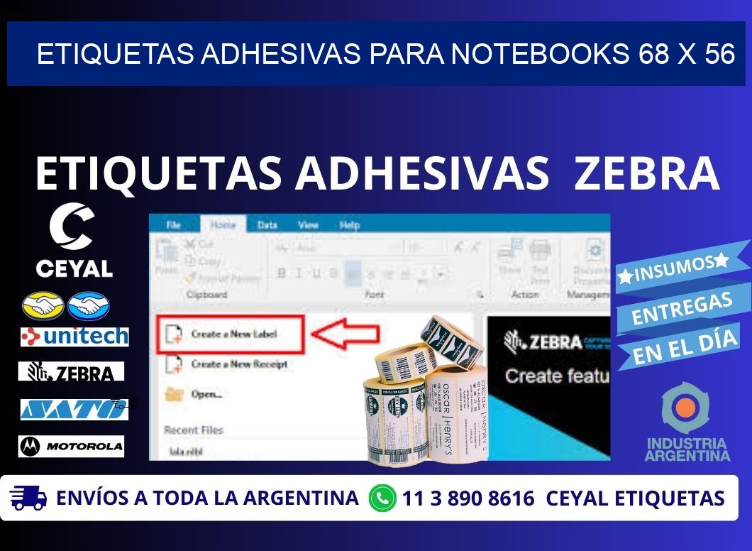 ETIQUETAS ADHESIVAS PARA NOTEBOOKS 68 x 56