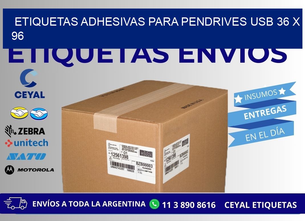 ETIQUETAS ADHESIVAS PARA PENDRIVES USB 36 x 96