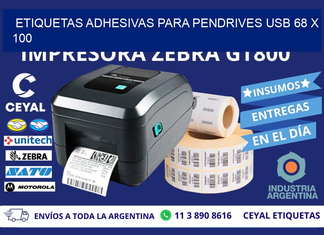 ETIQUETAS ADHESIVAS PARA PENDRIVES USB 68 x 100